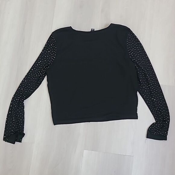 Haute Monde Rhinestone Lined Mesh Night Out Top Stretchy long sleeve size XL - Picture 6 of 8